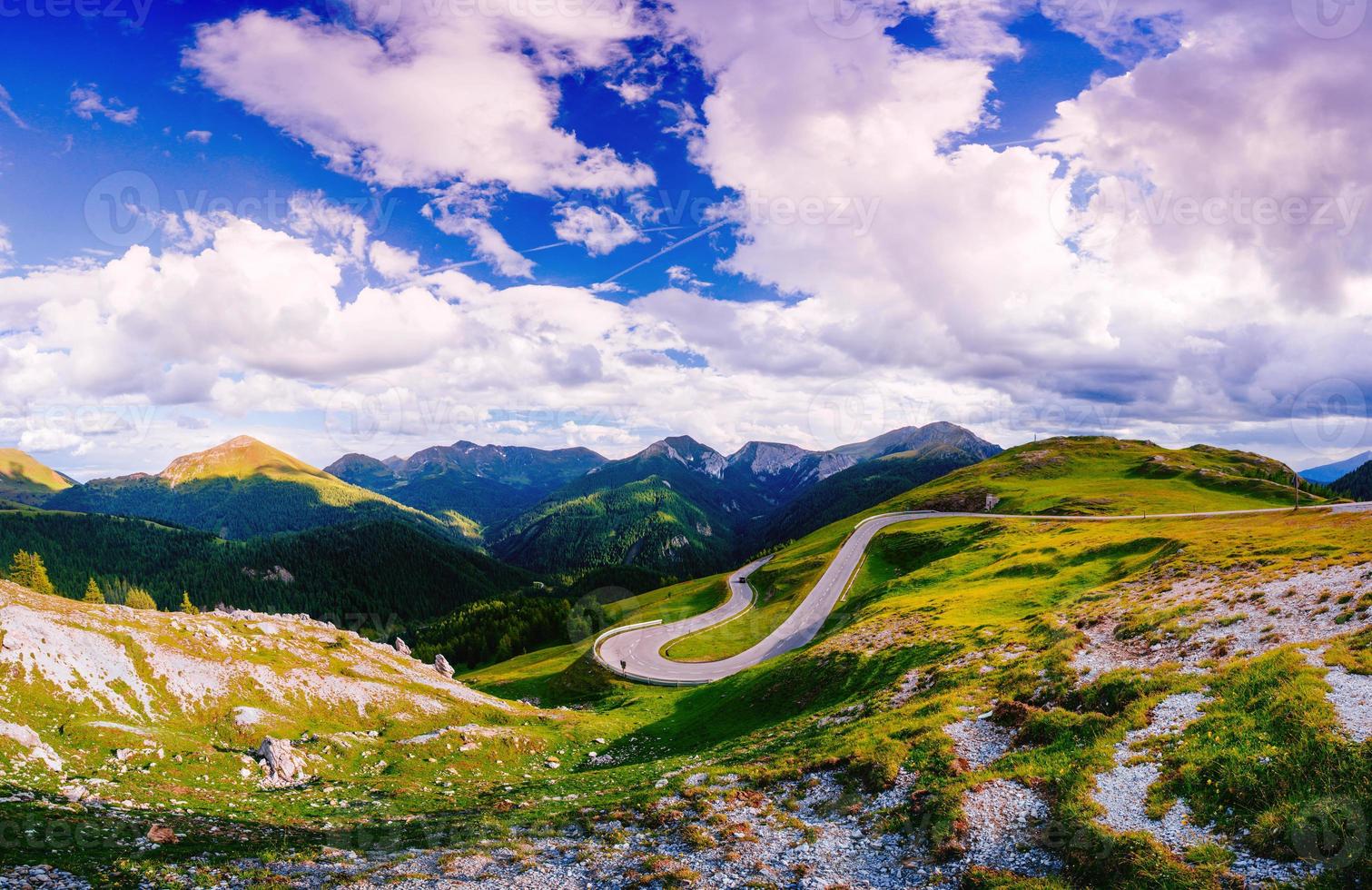 Mountain peaks covered with snow. photo