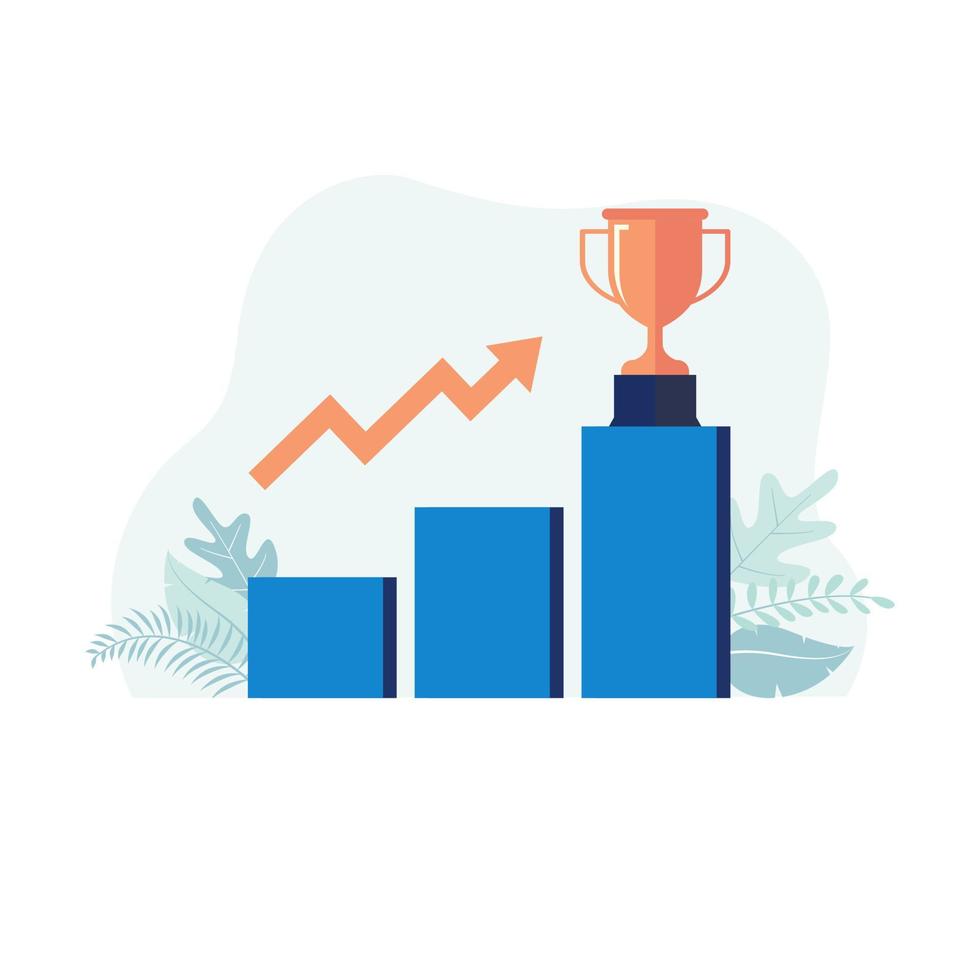 Flat design concept of success, champion, winner, business. Vector illustration for website banner, marketing material, business presentation, online advertising.