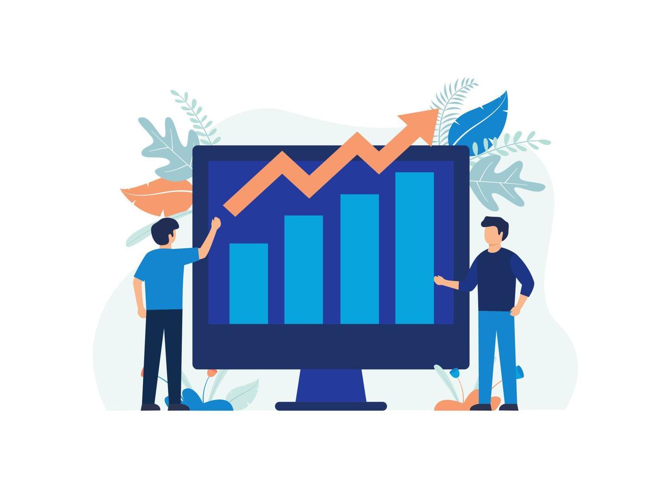 Illustration concept of business growth. business, chart, businessman. Flat illustration vector suitable for many purposes.