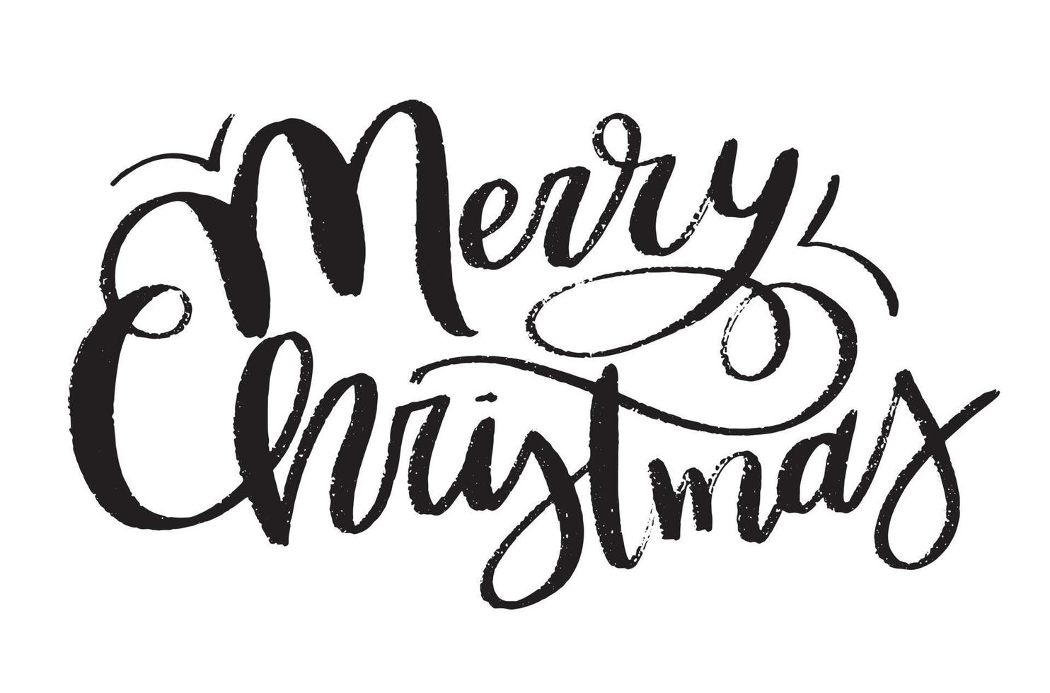 Merry Christmas text. Brush script vector hand lettering calligraphy. Christmas card.