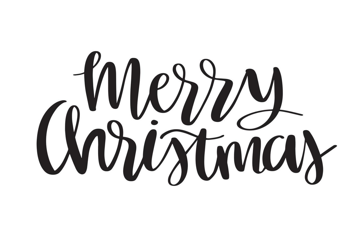 Hand drawn Merry Christmas lettering. Handwritten Christmas calligraphy. Greeting card design. vector