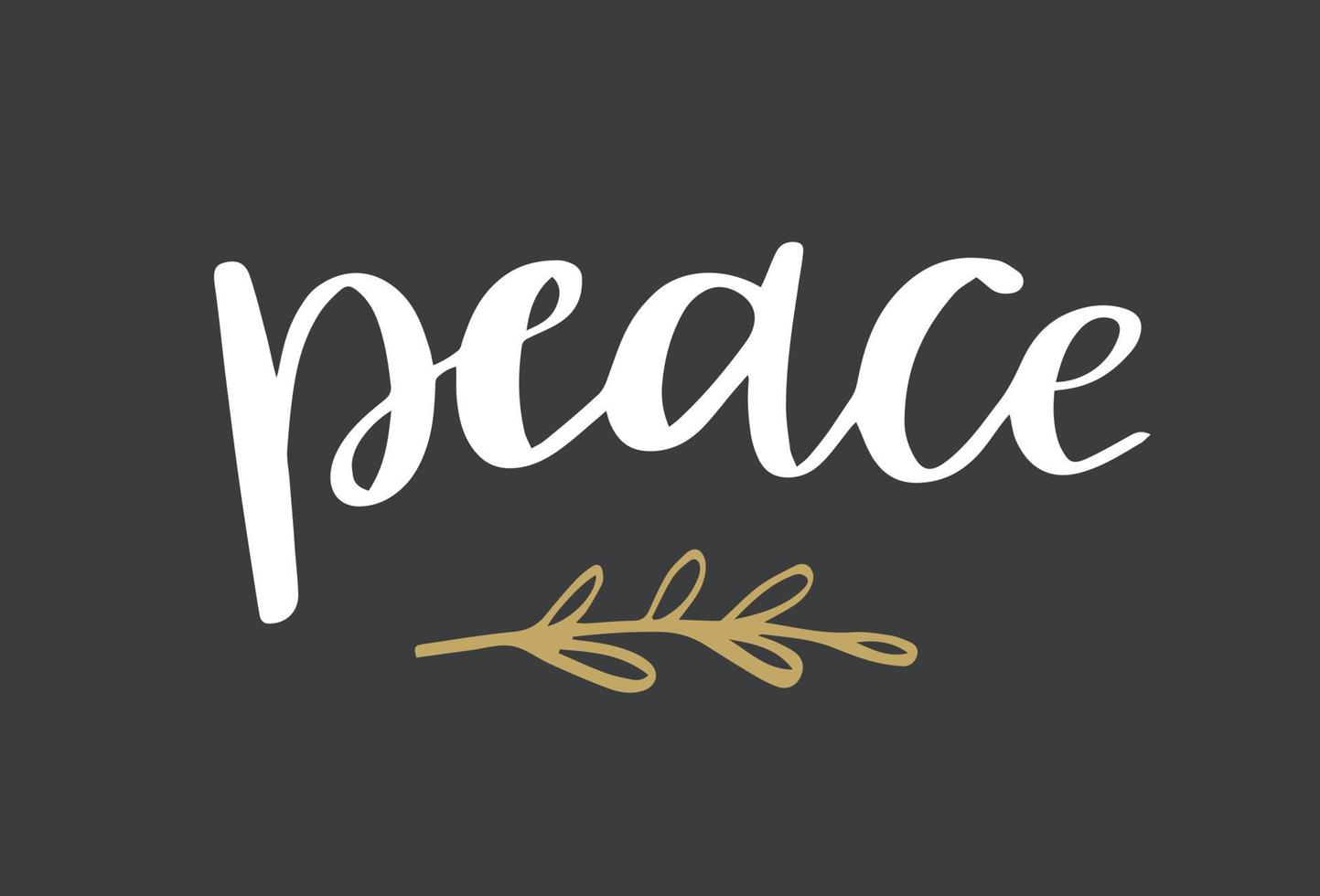 Peace hand drawn lettering. Handwritten Christmas modern calligraphy