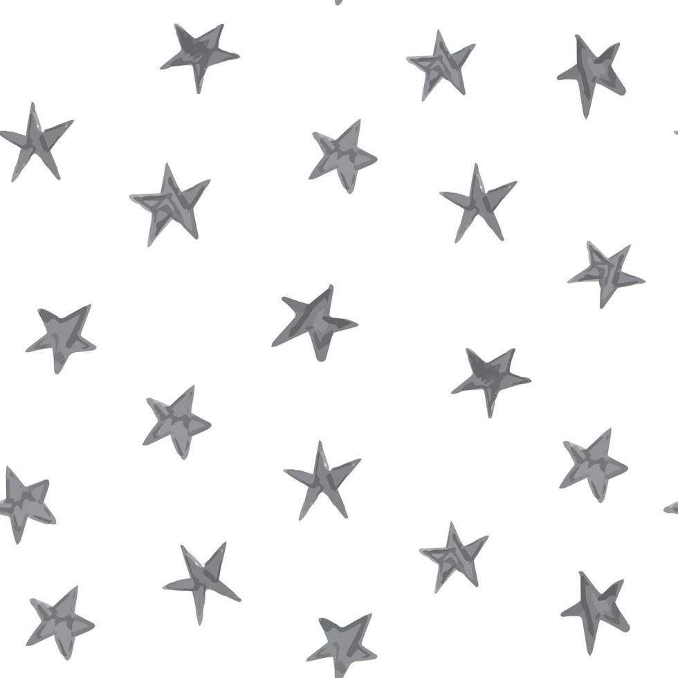 Hand drawn stars pattern. Vector seamless background with doodle stars.