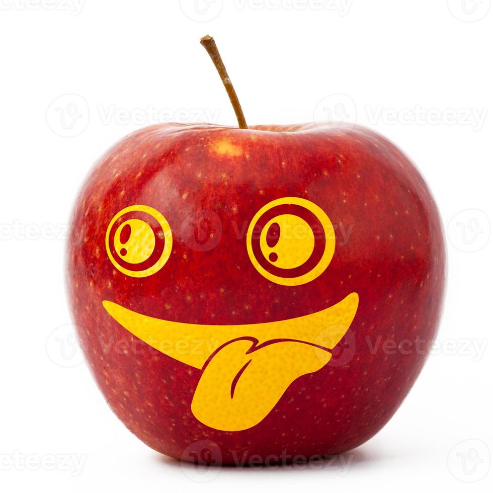 Smiley apple isolated on a white background photo