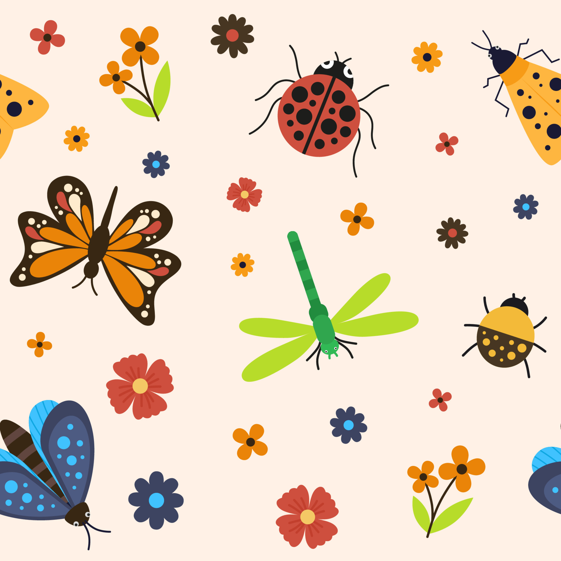 Seamless Pattern Bugs or Insects Background 6540033 Vector Art at Vecteezy