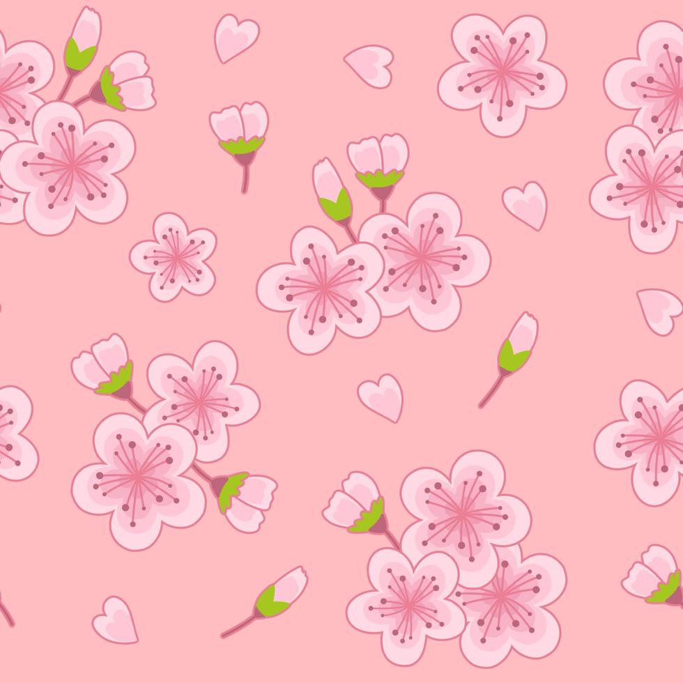 Spring Cherry Blossom Pattern Background vector
