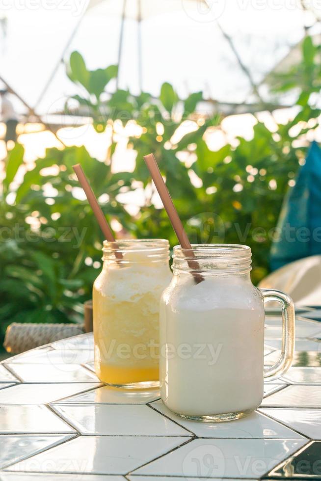 Coconut Smoothie Jar on table photo