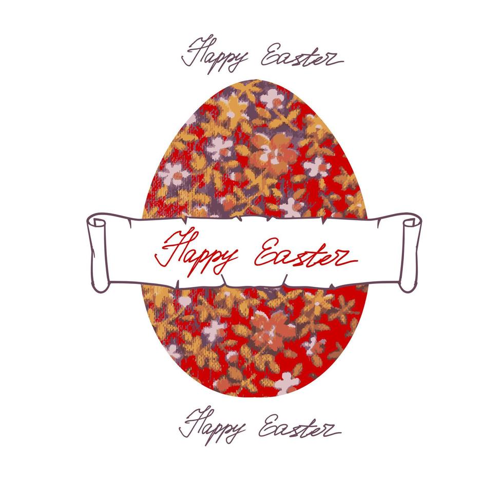 Image of an egg with floral ornament. illustration with Easter motif vector