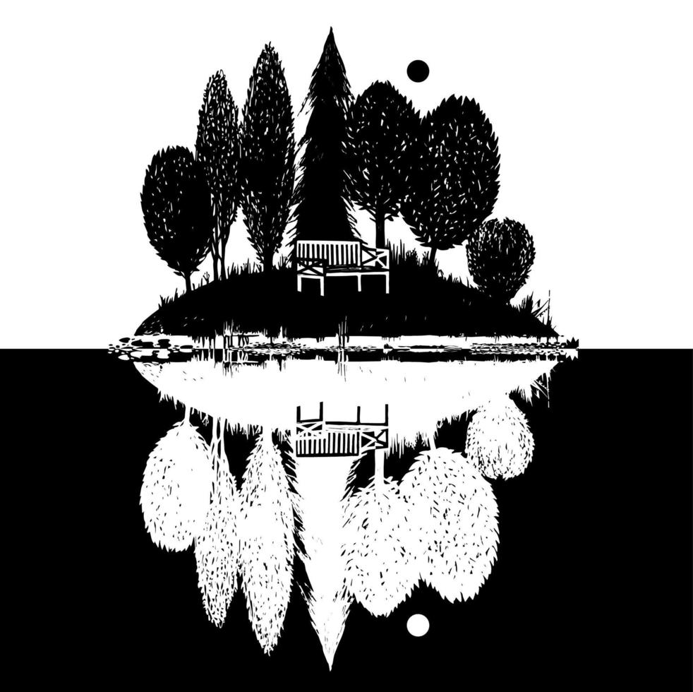 island with reflection vector