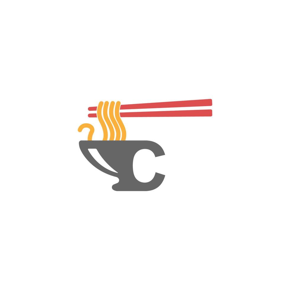 Letter C with noodle icon logo design vector