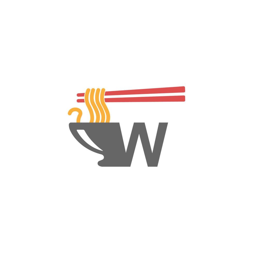 Letter W with noodle icon logo design vector