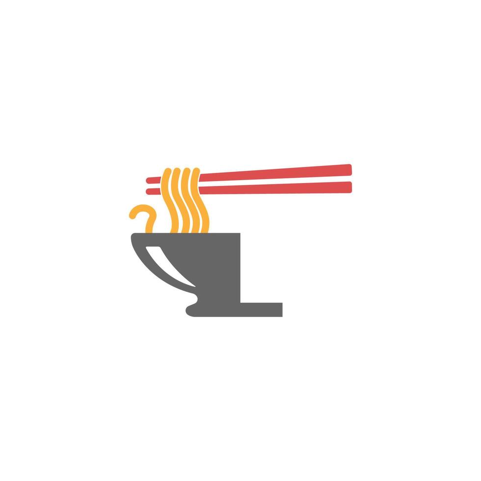 Letter L with noodle icon logo design vector