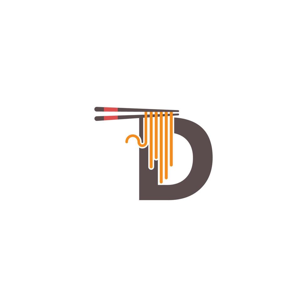 Letter D with chopsticks and noodle icon logo design vector