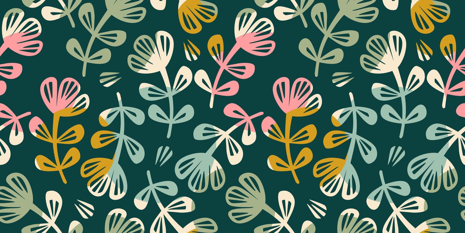 Folk floral seamless pattern. Modern abstract design for paper, cover, fabric, pacing and other vector