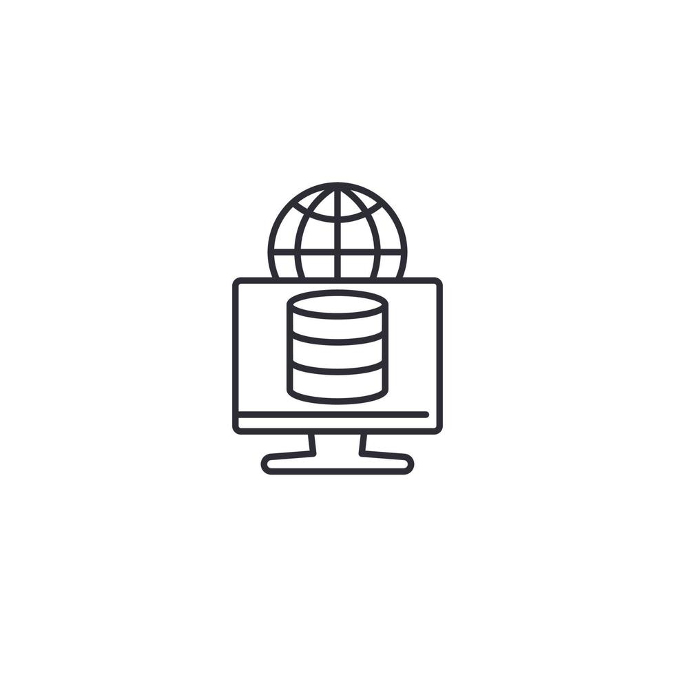 database and computer vector line icon