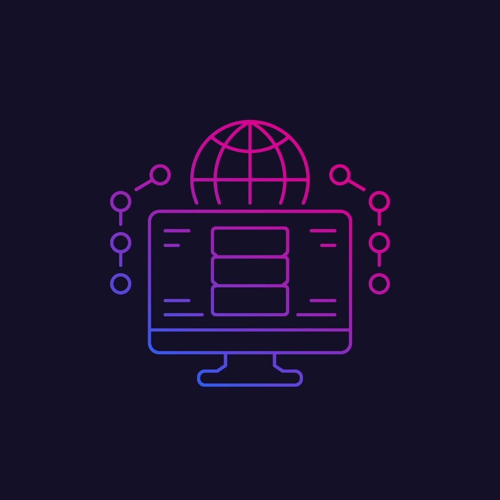 database and computer, network linear icon vector