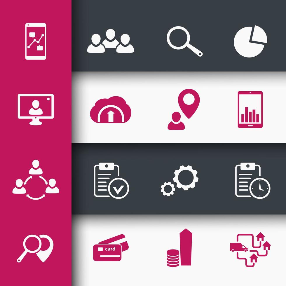 16 business, finance icons set on geometric background vector
