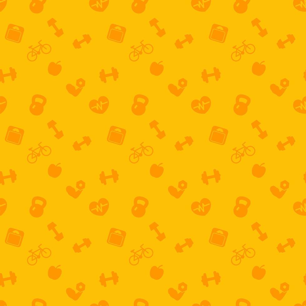 seamless pattern with fitness icons, fitness background, vector illustration