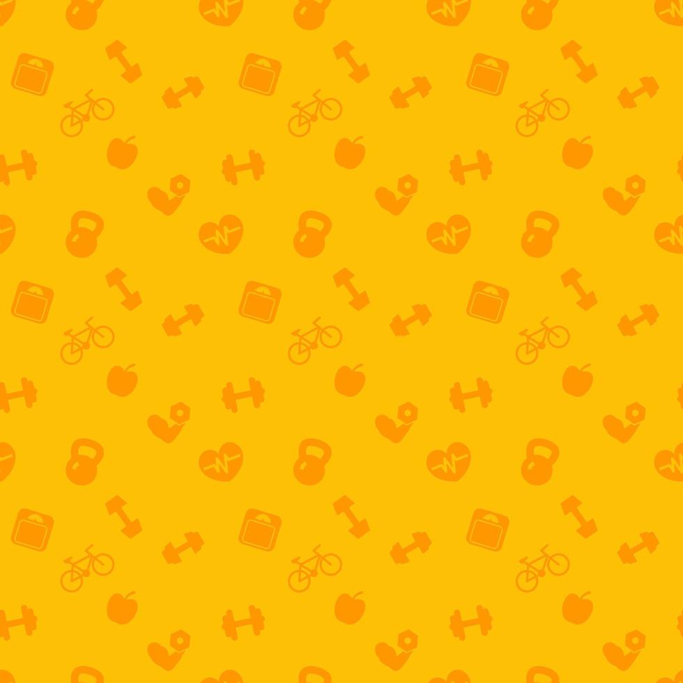 seamless pattern with fitness icons, fitness background, vector illustration