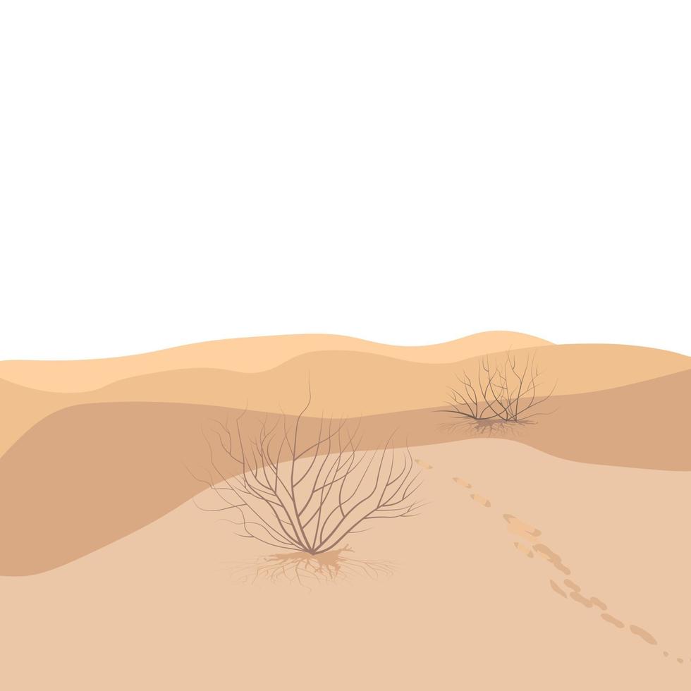 Sandy desert vector stock illustration. Dunes. Sandy beach, hot beach. Landscape. Bed minimalist poster of sand dunes.