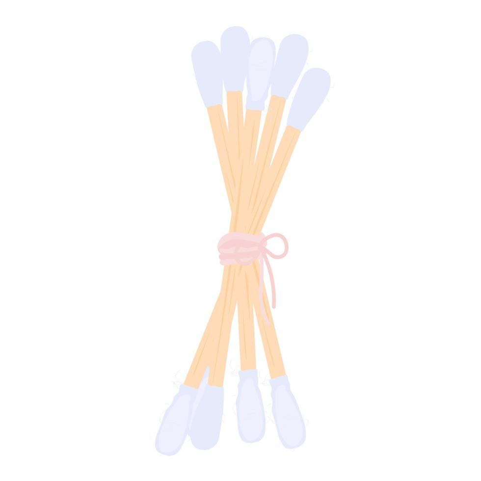 Cotton swabs vector stock illustration. Hygiene of the auricle. Isolated on a white background.