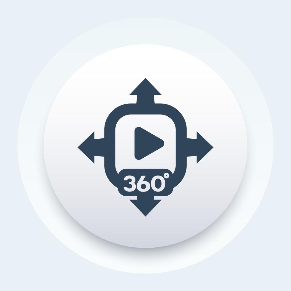 360 degrees panoramic video icon, vector sign