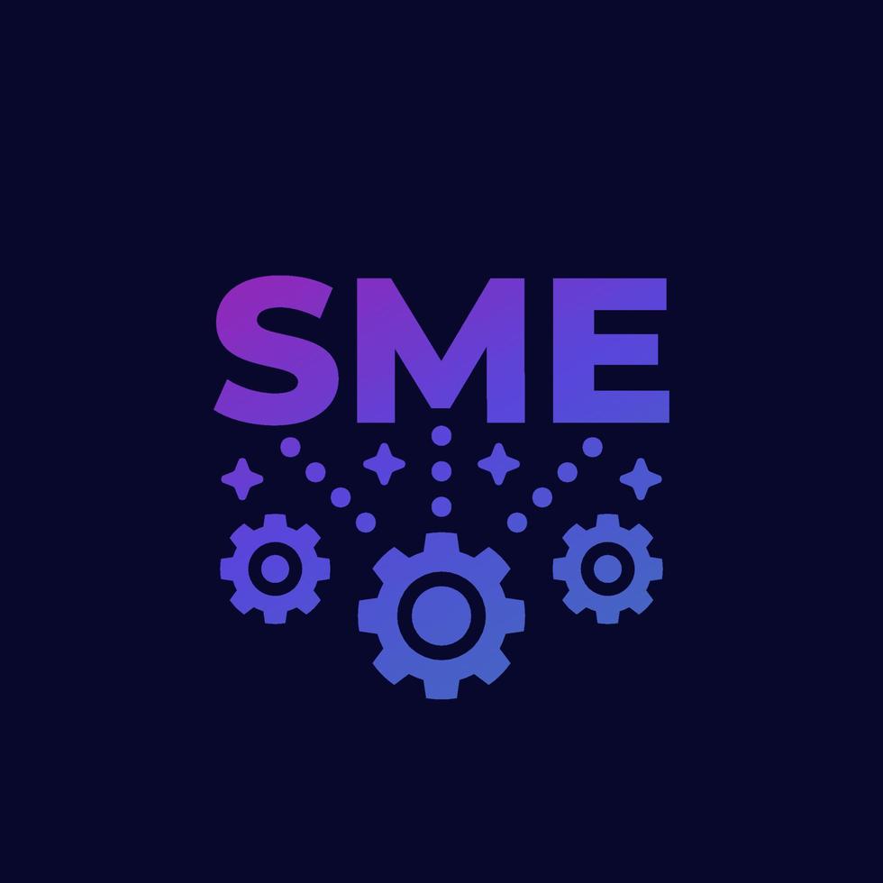 SME, small and medium enterprise, vector icon on dark