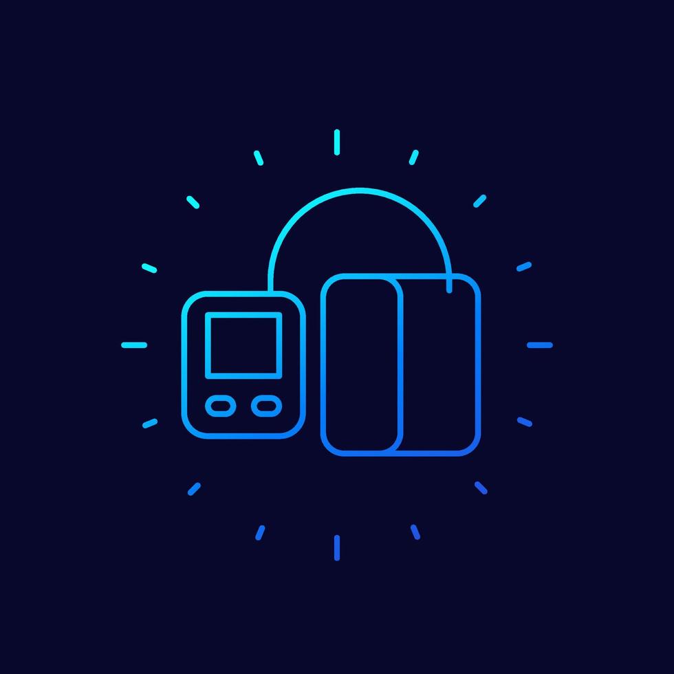 blood pressure monitor line vector icon