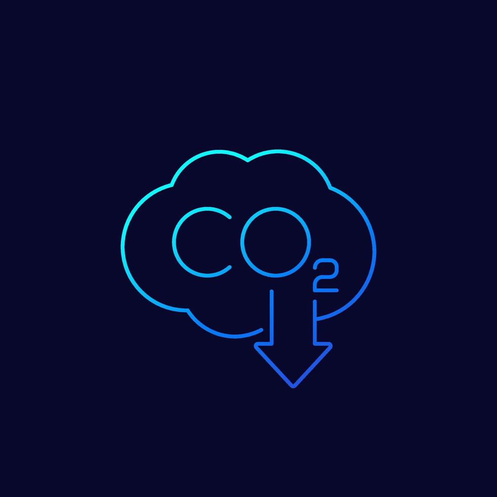 co2 gas, carbon emission reduction line vector icon