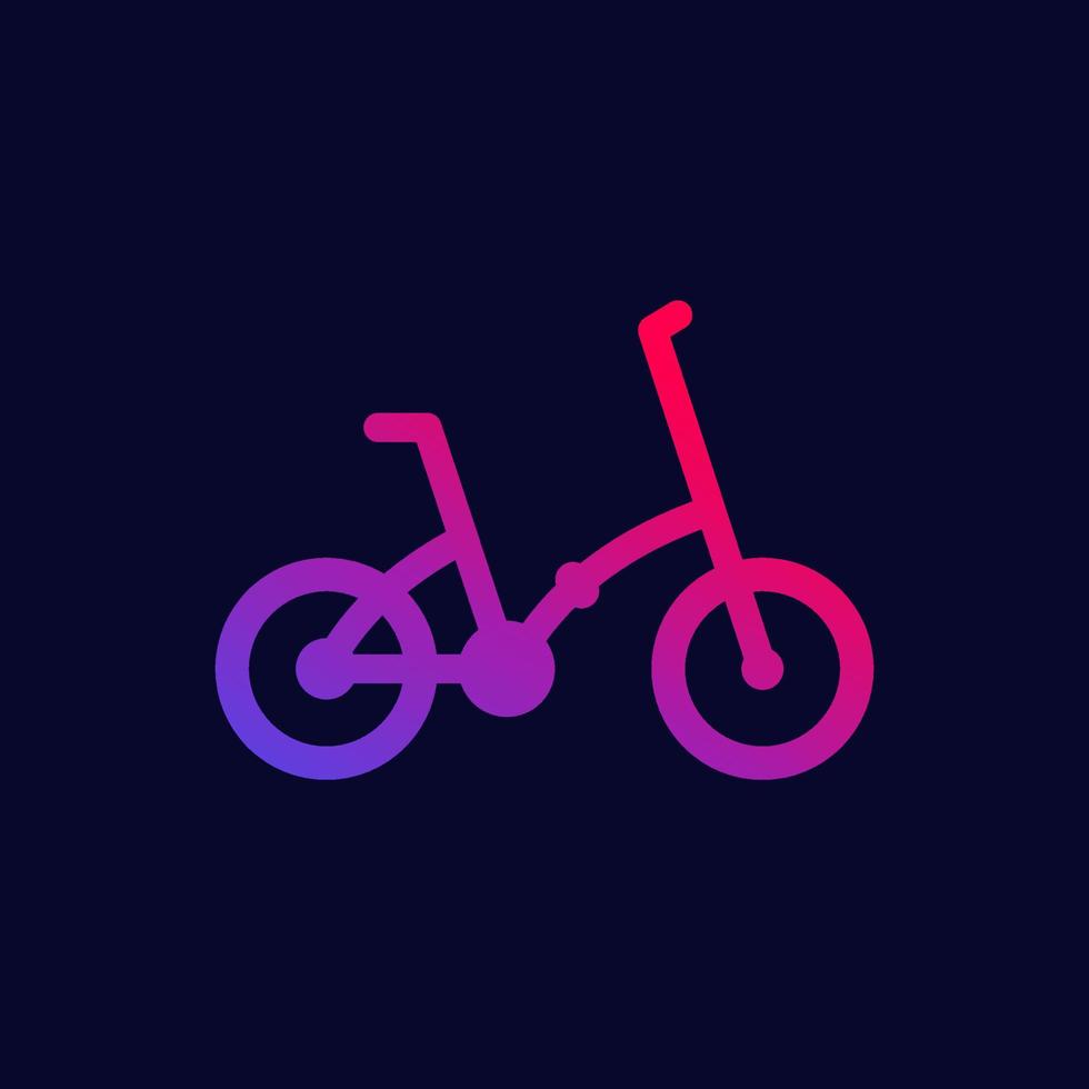 icono de bicicleta plegable en la oscuridad vector