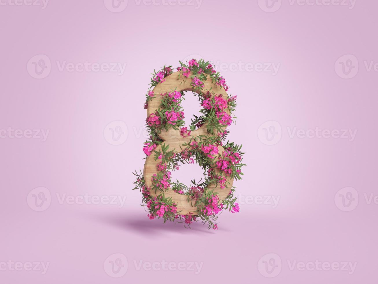 wooden number 8 with flowers. mother's day photo