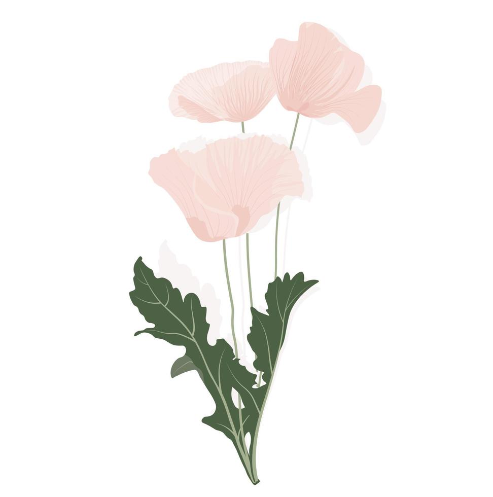 Bouquet vector stock illustration. An element for a wedding invitation. Isolated on a white background. Pink flowers. Close-up.