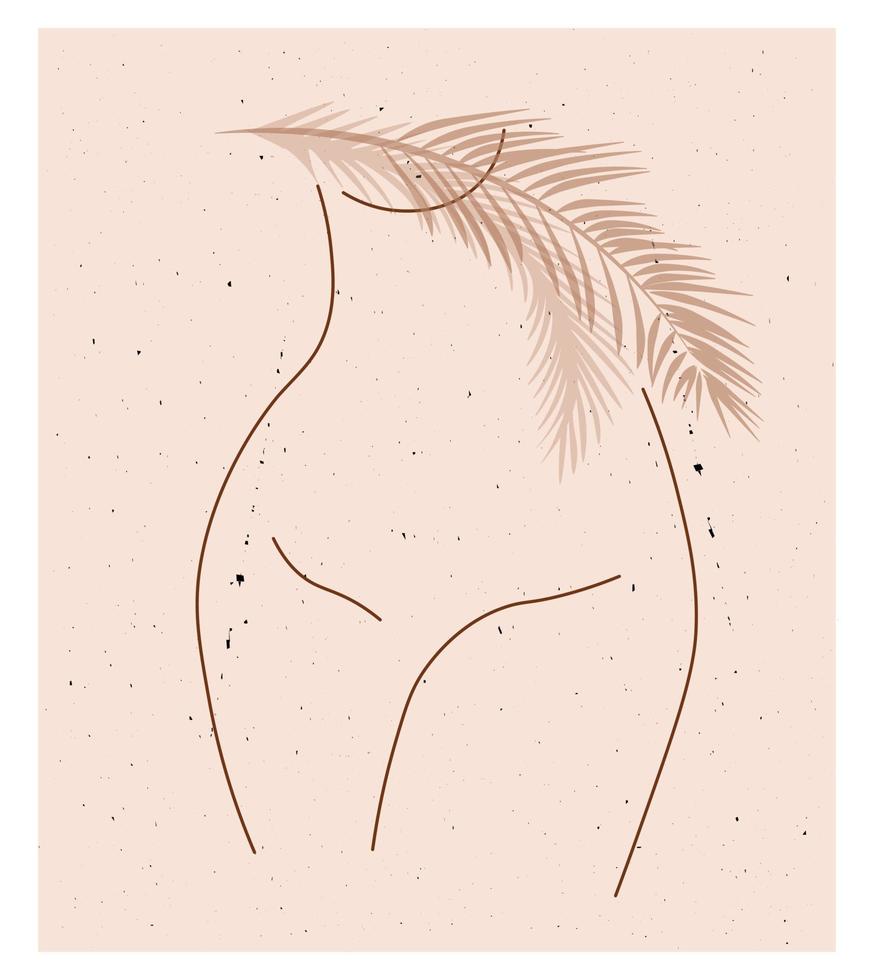 Female figure, silhouette. Portrait of a fashionable woman in pastel colors. Poster of contemporary art. Concept of body acceptance. body positivity and diversity. Happy and active plus size girls vector