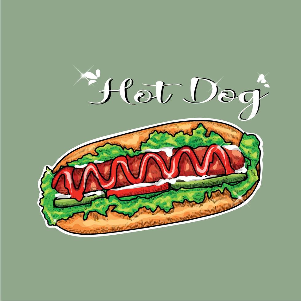 Illustration of hot dog vector