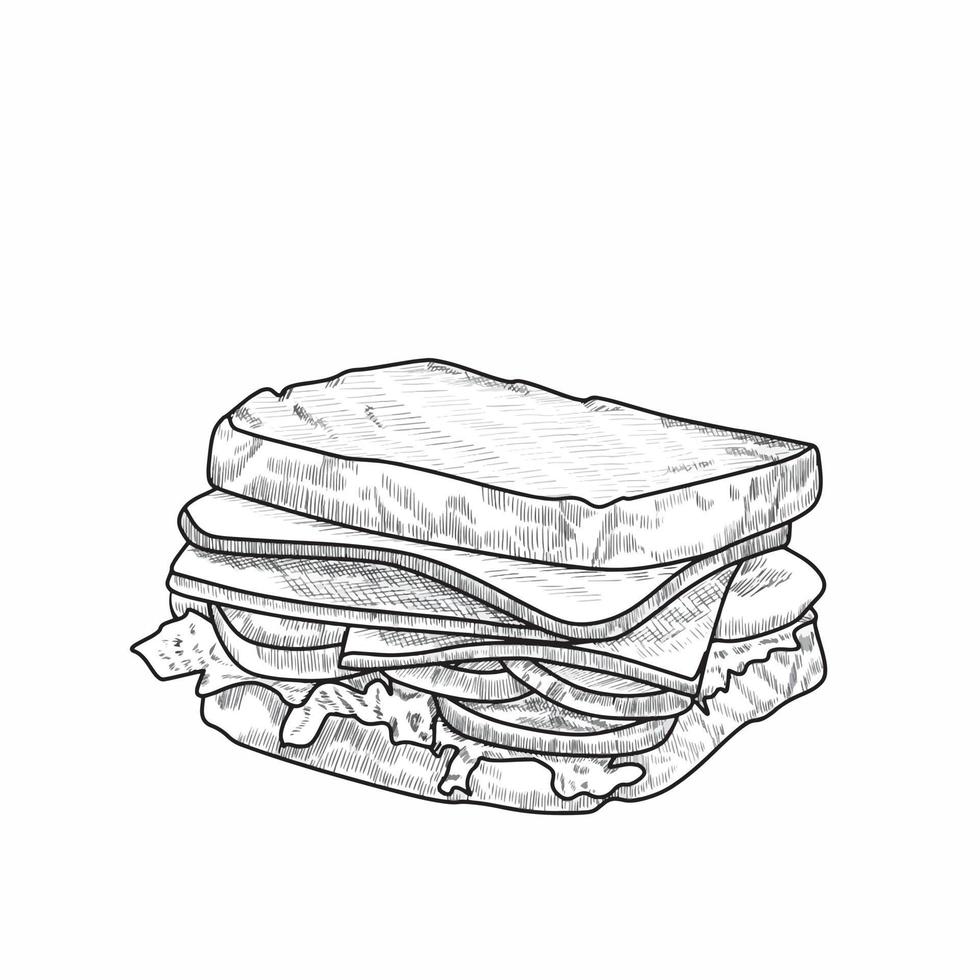 ilustración de sándwich sobre fondo blanco vector