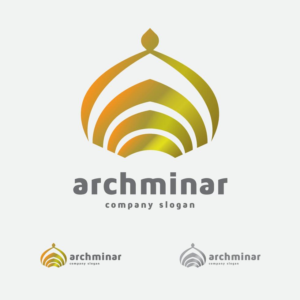 arch minar - plantilla de logotipo islámico vector