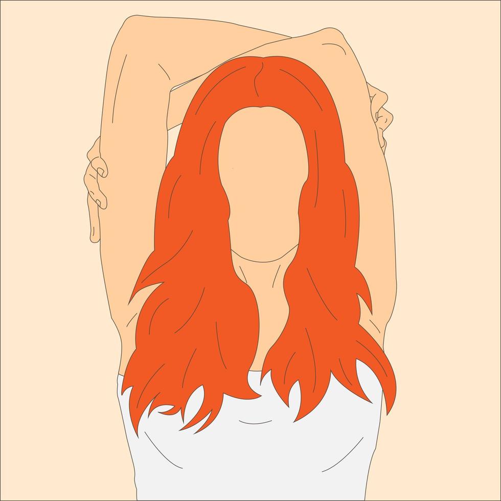 una mujer se estira por la mañana. estilo minimalista de dibujos animados. ilustración vectorial vector