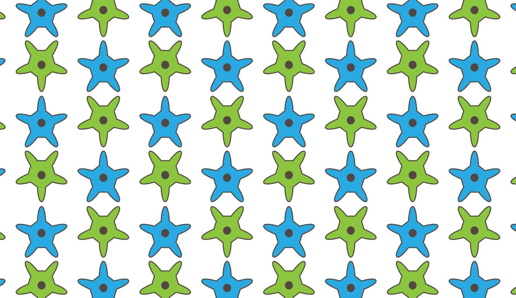 Seamless pattern with star geometric motif. Modern style motif design in green and blue colors. Can be used for posters, brochures, postcards, and other printing needs. Vector illustration