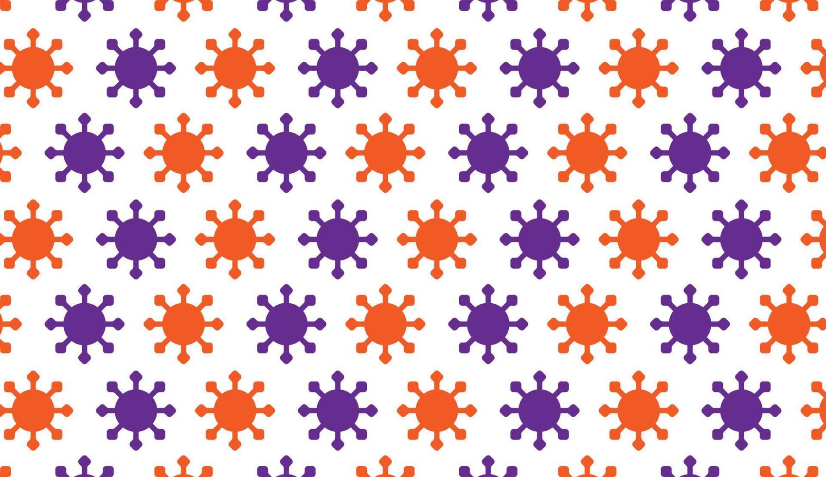 Seamless pattern with virus icon motif. Orange and purple modern style pattern design. Can be used for posters, brochures, postcards, and other printing needs. Vector illustration