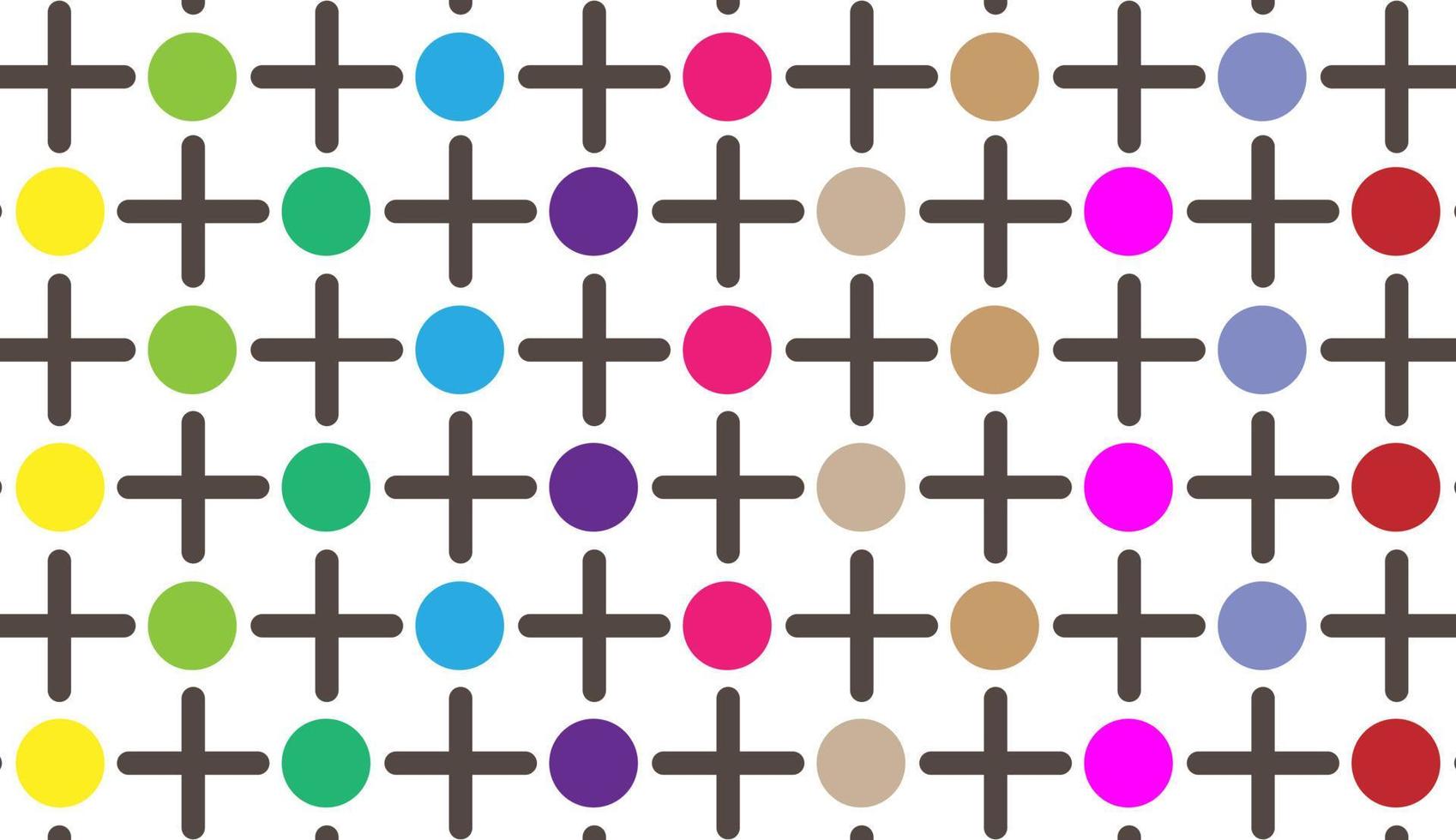 Classic polka dot ornament and plus. Seamless pattern repeating circle. Simple geometric shape motif background. Geo surface print vector