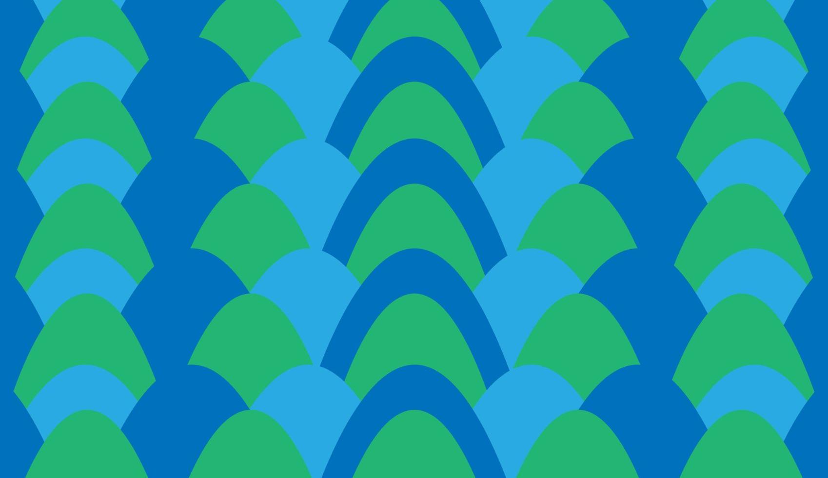 Seamless pattern with blue and green color wave ornament vector