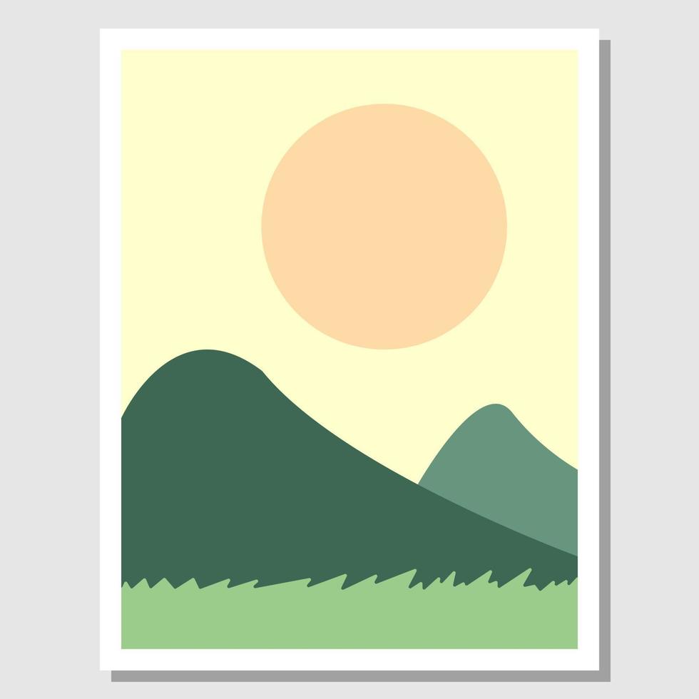 mural. excelentes vistas de las montañas y el sol. adecuado para la decoración de la pared de la sala de estar. ilustración vectorial vector