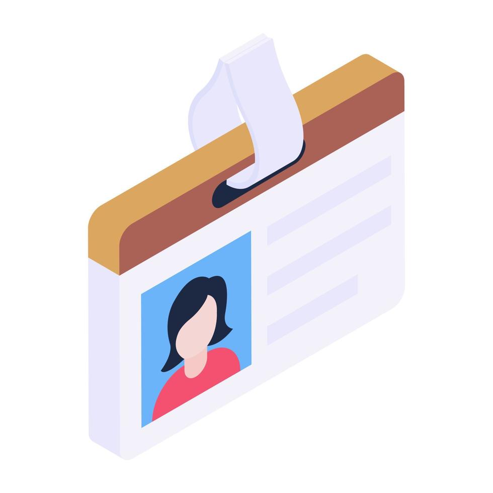 Employee id card vector in modern isometric style, biodata card