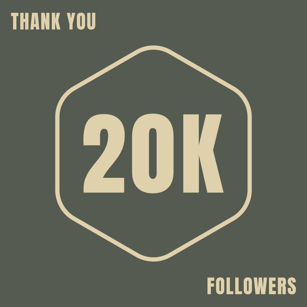 Thank you social media 20k followers template vector