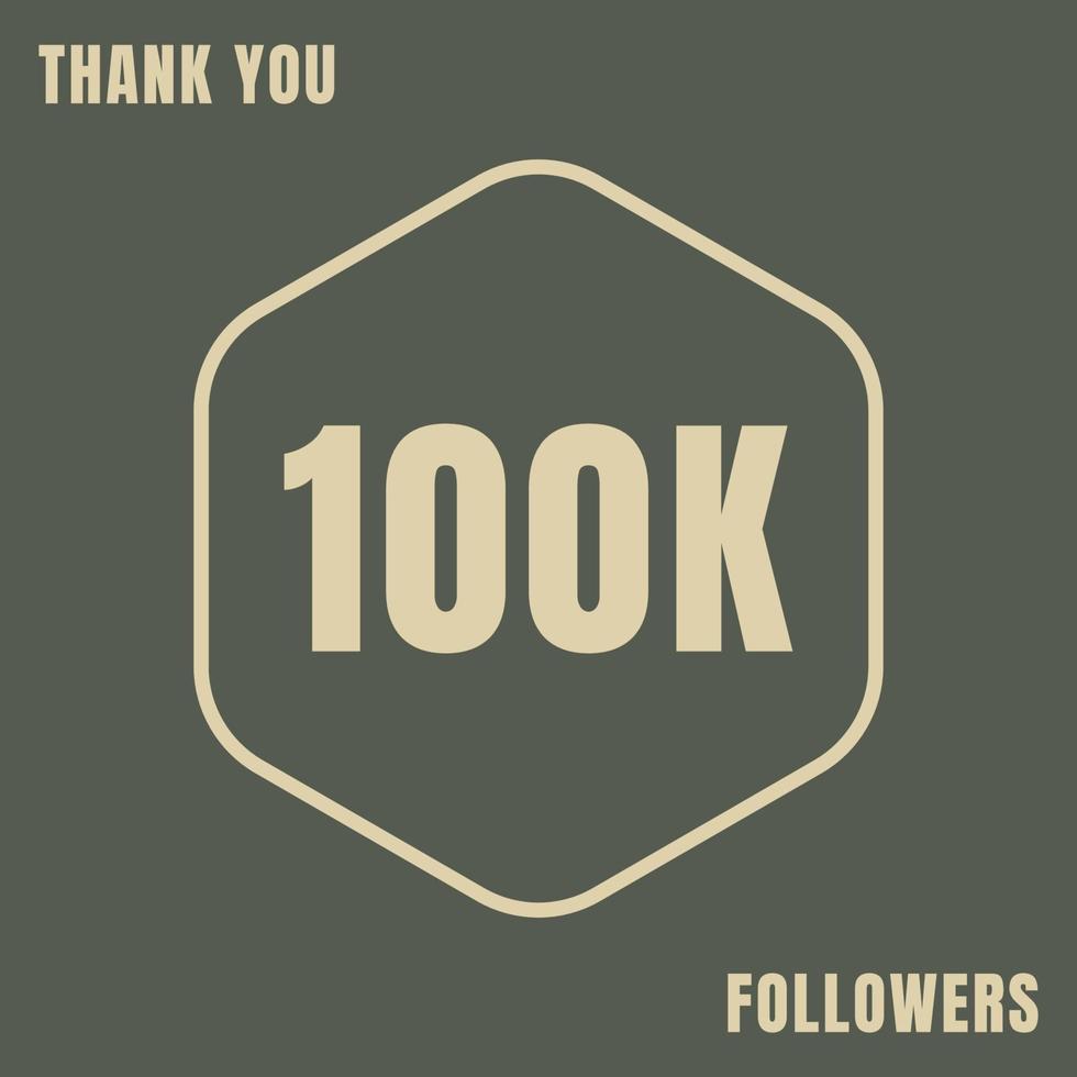 Thank you social media 100k followers template vector