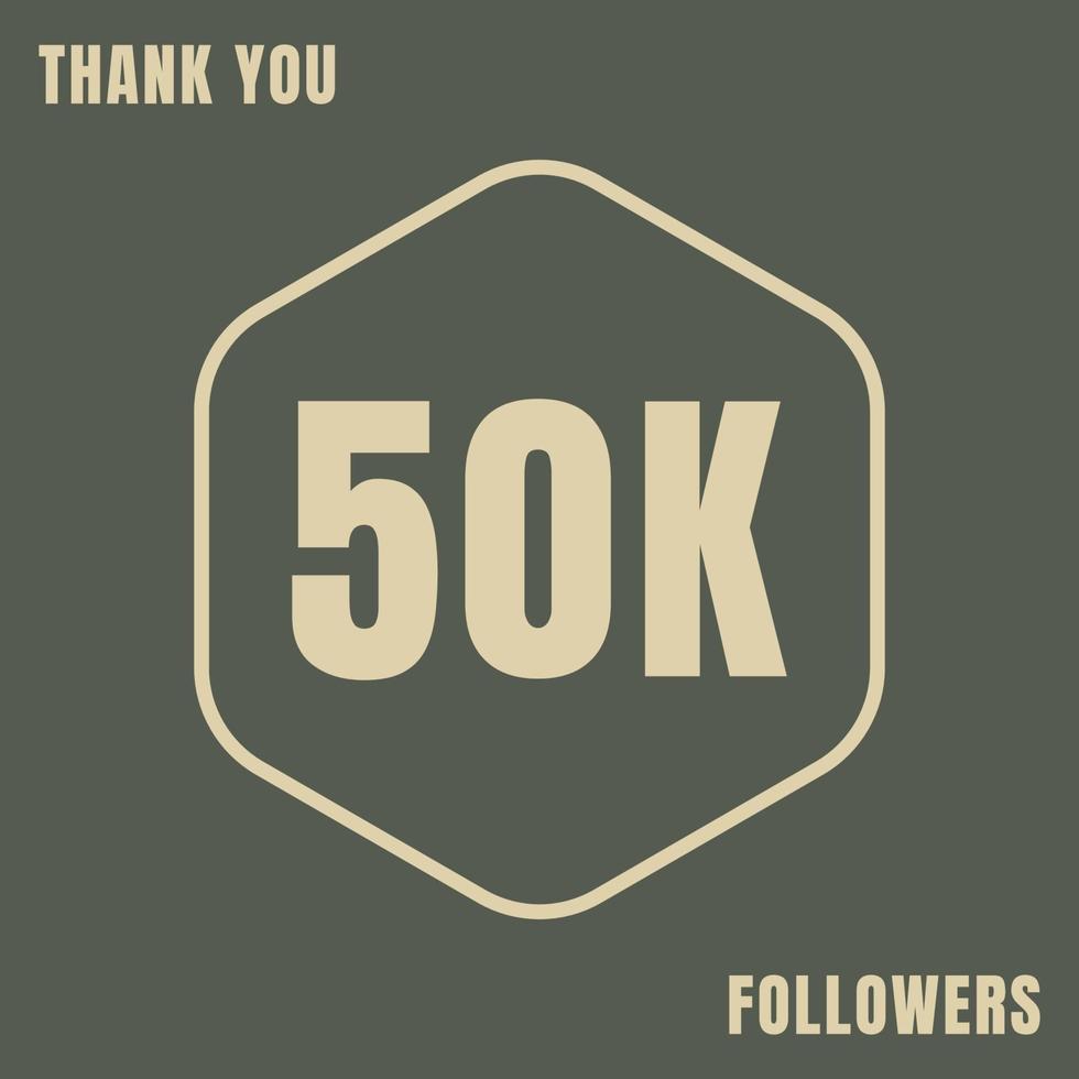 Thank you social media 50k followers template vector