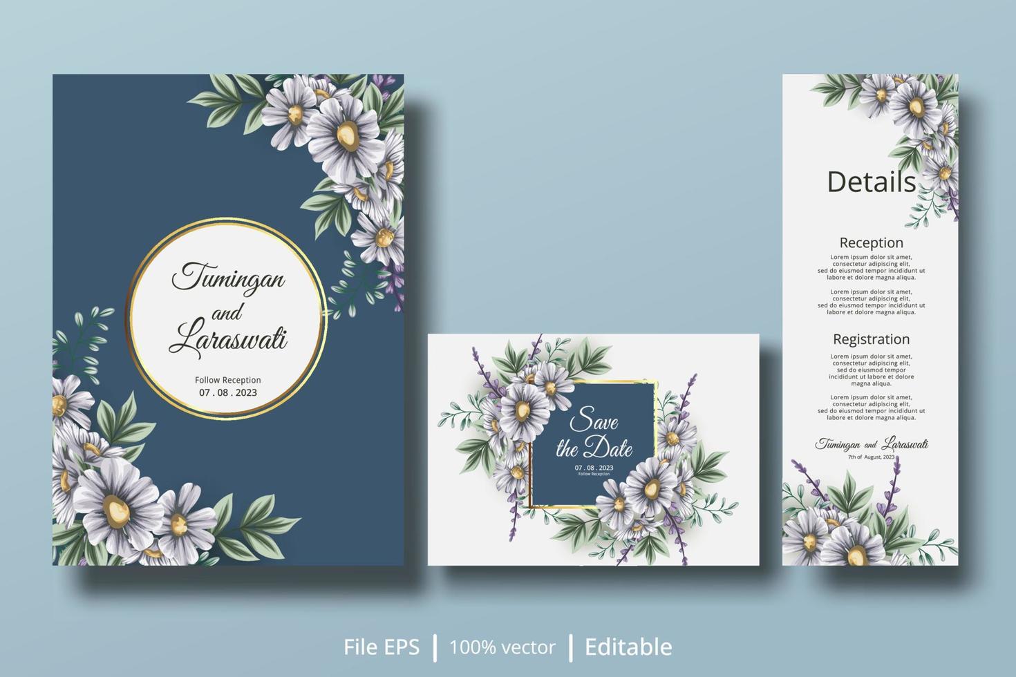 a beautiful invitation card with a combination of floral and soft colors suitable to complement the needs of wedding invitation designs vector