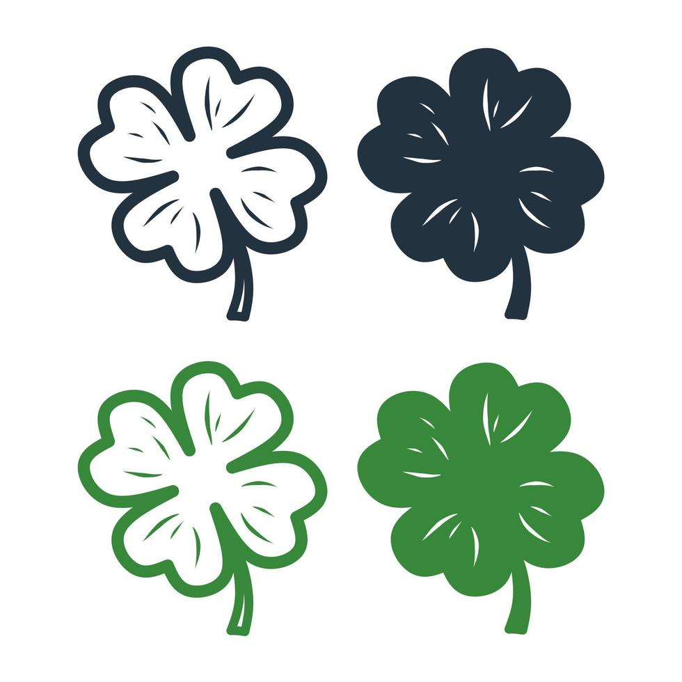 conjunto vectorial de hojas de trébol de la suerte aisladas en un fondo blanco para el día de san patricio y el diseño de su sitio web. ilustraciones vectoriales. vector