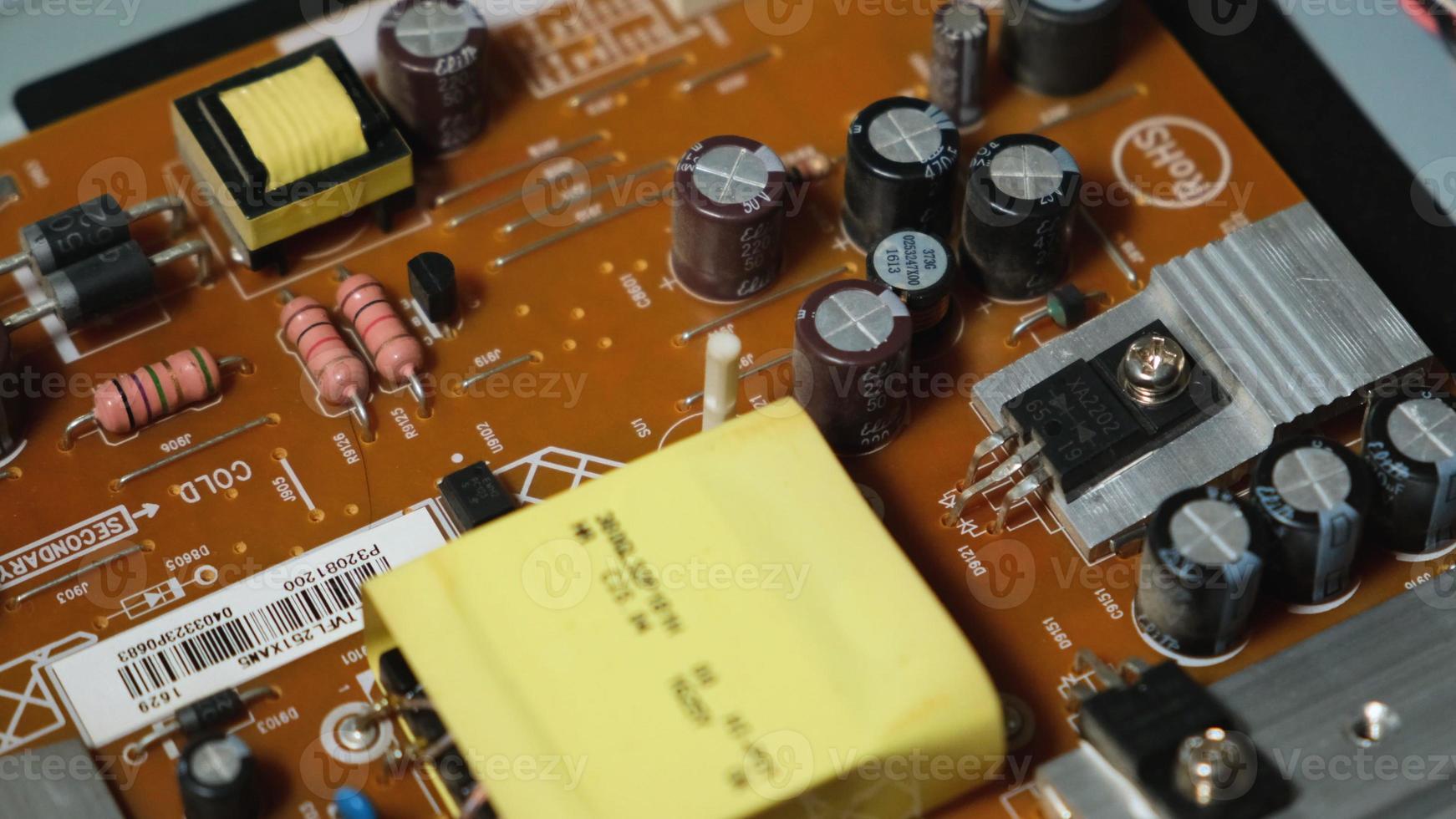 Circuit board repair. Electronic hardware modern technology. Motherboard digital personal computer chip. Tech science background. Integrated communication processor. Information engineering component. photo