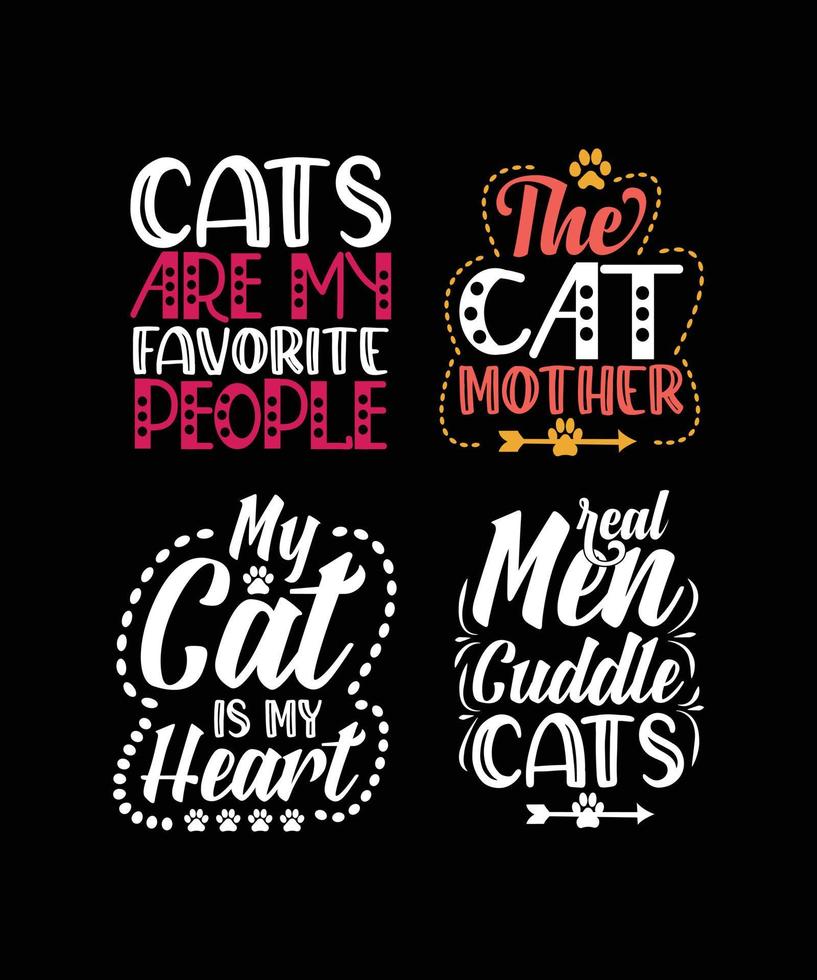cat lettering set for t-shirt design vector